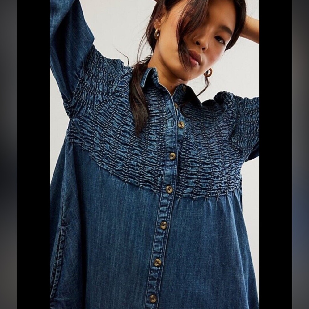 free people denim shirt dress